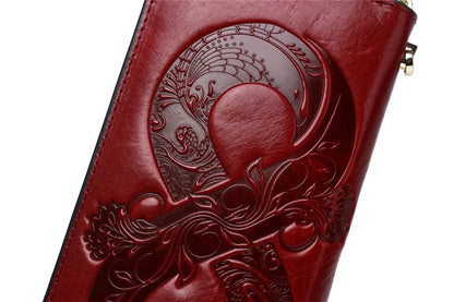 Vintage Genuine Cowhide Wallet Women 2025 Floral Design – Elegant Men's Accessory | Accessorio Uomo Elegante