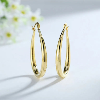 18K Gold Plated Oval Silver Earrings – Elegant Men's Accessory | Accessorio Uomo Elegante