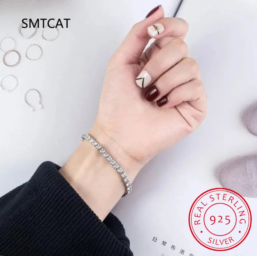 S925 Silver Moissanite Charm Bracelet – Elegant Men's Accessory | Accessorio Uomo Elegante