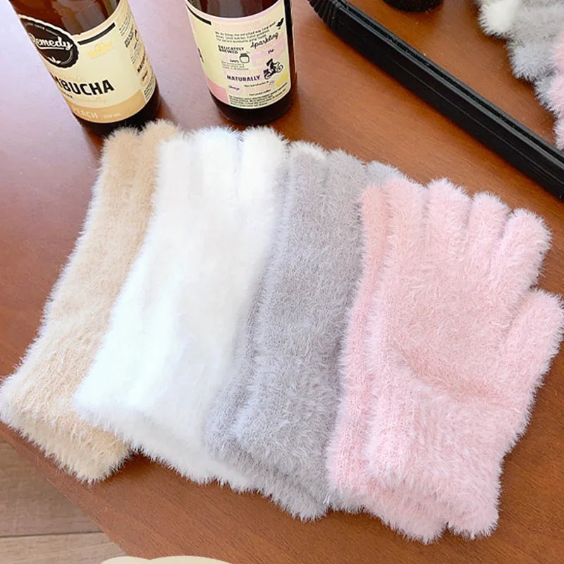 DRAVEN — Mink Velvet Winter Gloves – Plush Warm Street Style