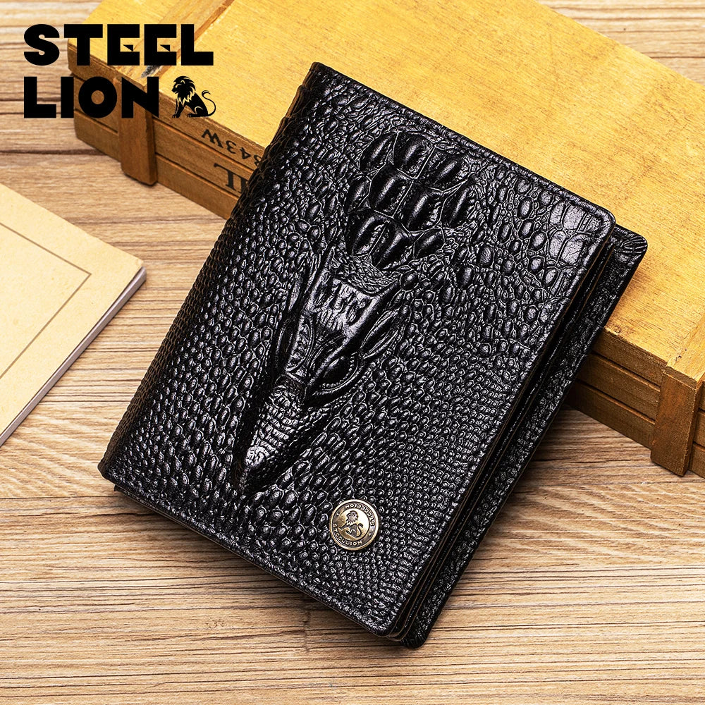 DRAVEN — Genuine Leather Crocodile Wallet Men Retro Large Capacity