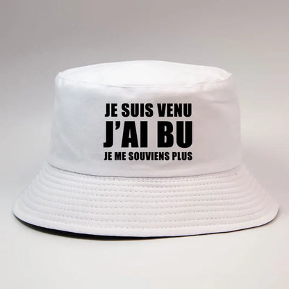 Reversible “Je Suis Venu J’ai Bu” Bucket Hat – Trendy Summer Style