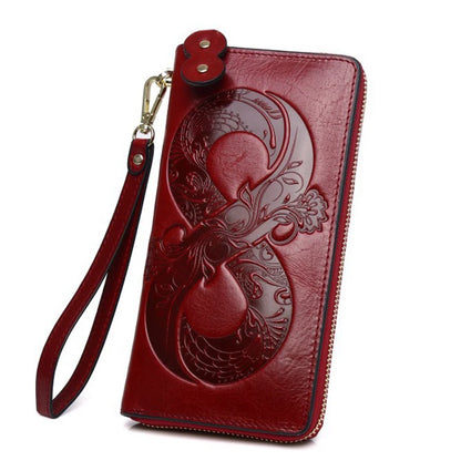 Vintage Genuine Cowhide Wallet Women 2025 Floral Design – Elegant Men's Accessory | Accessorio Uomo Elegante