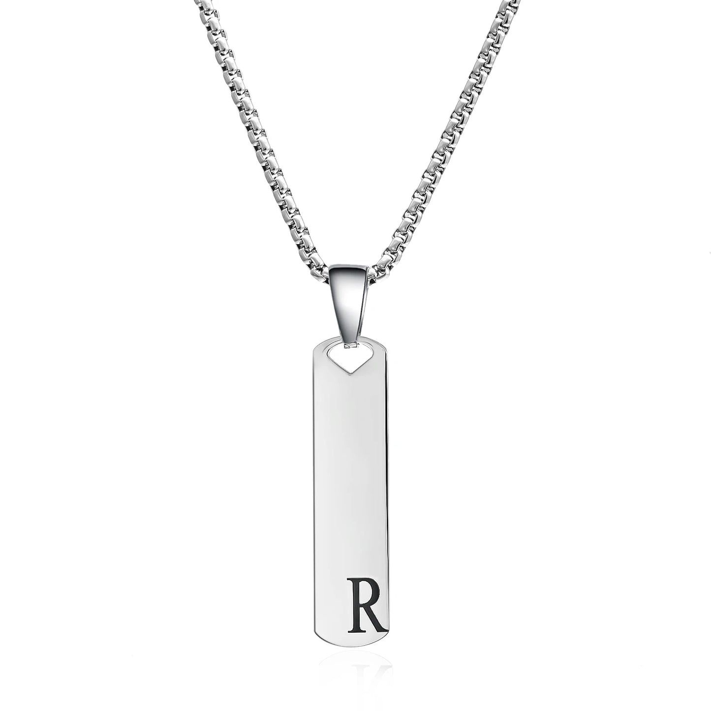 DRAVEN — Stainless Steel Initial Bar Necklace – A–Z Alphabet Pendant Jewelry for Men and Women