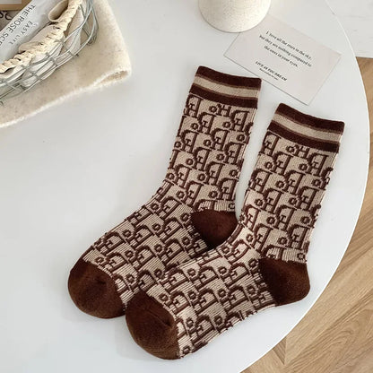 Women's Wool Warm Socks – French Style Letter Design