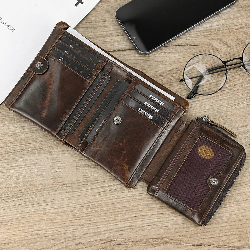 Genuine Leather Short Wallet Men Soft Card Holder – Elegant Men's Accessory | Accessorio Uomo Elegante