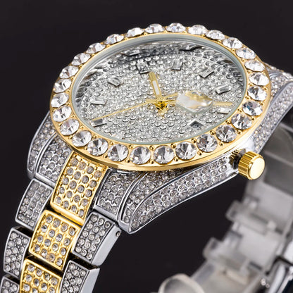 King’s Shine – Men’s Crystal Steel Watch with Calendar & Waterproof Design – Elegant Men's Accessory | Accessorio Uomo Elegante