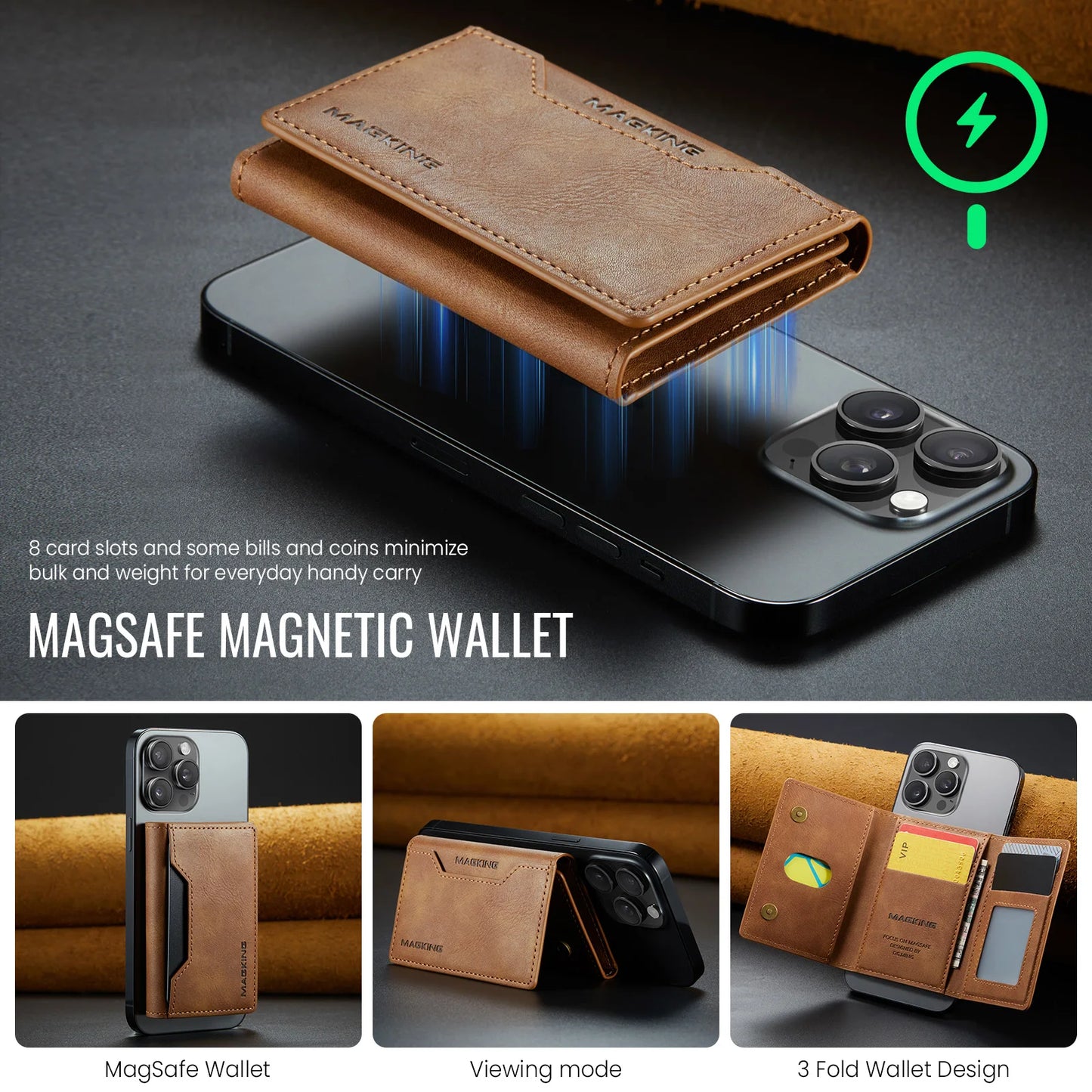 DRAVEN — Magnetic Leather Wallet Premium Foldable Mini Design