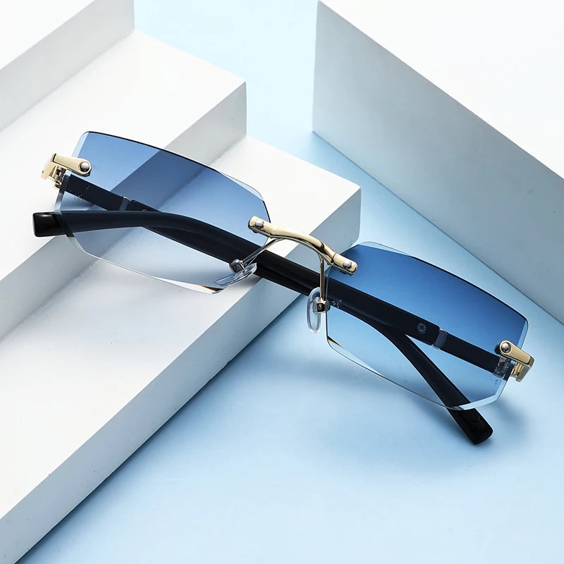 Rimless Rectangle Sunglasses – Trendy Retro Look – Elegant Men's Accessory | Accessorio Uomo Elegante