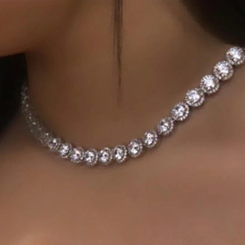 DRAVEN — Cluster Tennis Chain Choker – High-Polish Statement Necklace