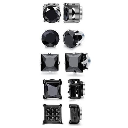 Crystal Magnetic Zircon Ear Studs – Elegant Men's Accessory | Accessorio Uomo Elegante