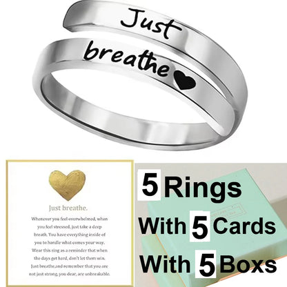 Inspirational Just Breathe Stainless Steel Ring – Elegant Men's Accessory | Accessorio Uomo Elegante
