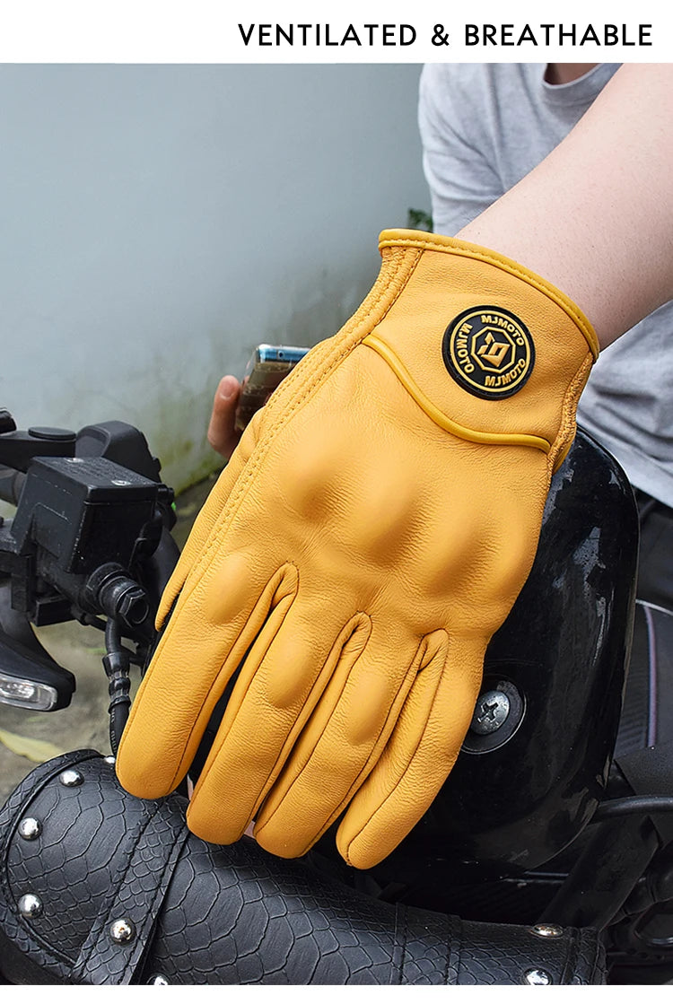 DRAVEN — Retro Leather Motorcycle Gloves – Unisex Summer Biker Style