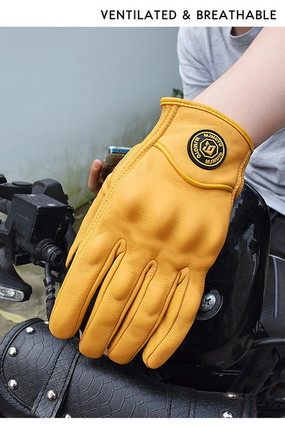 Retro Leather Motorcycle Gloves – Unisex Summer Biker Style