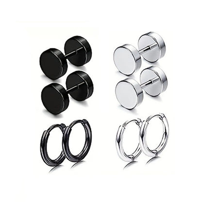 Black Stainless Steel Earring Set – Elegant Men's Accessory | Accessorio Uomo Elegante