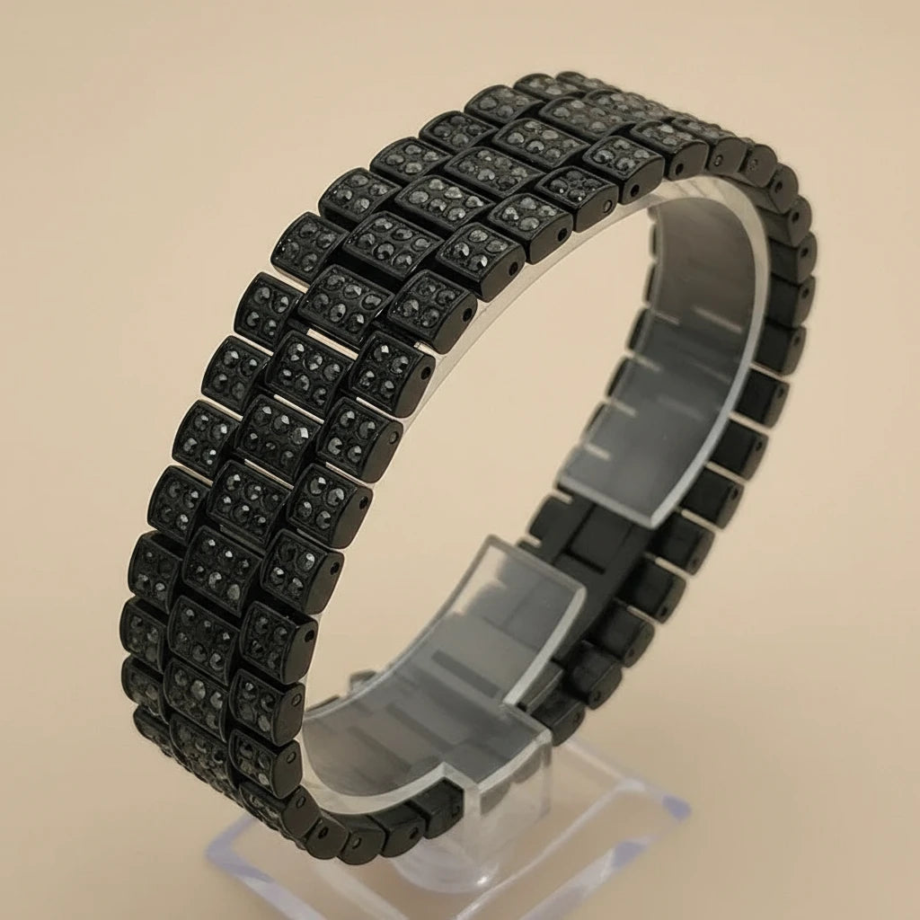 Ice Rebellion — Full Stone-Set Men’s Steel Watch – Elegant Men's Accessory | Accessorio Uomo Elegante