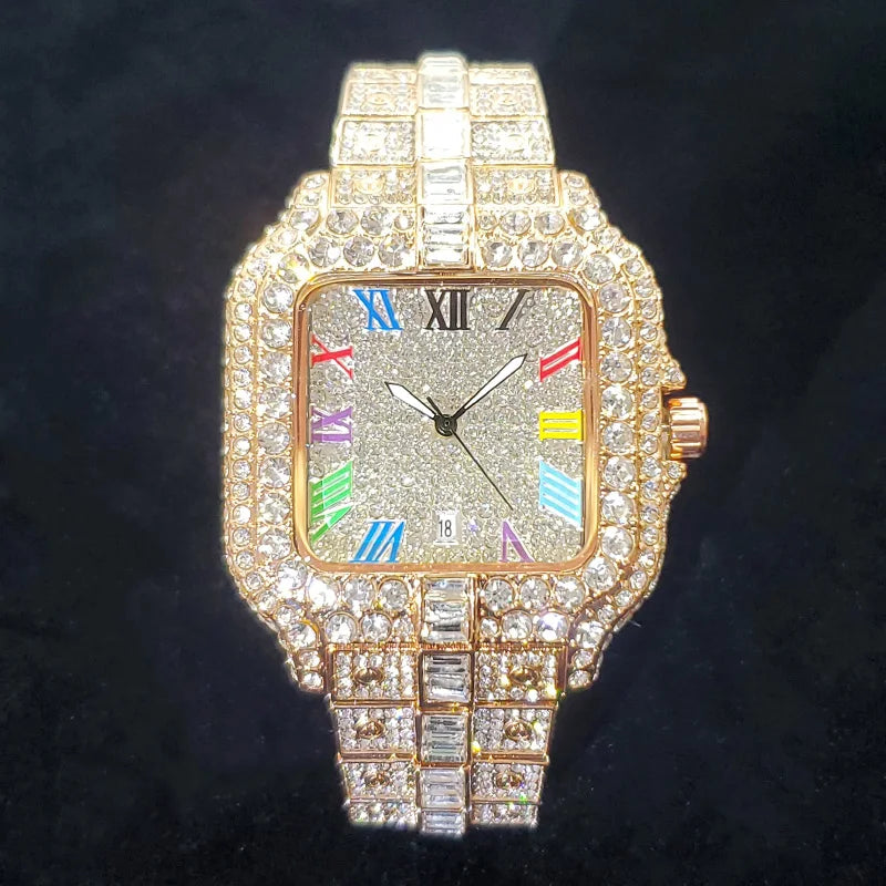 DRAVEN — Vivid Square – 2025 Men’s Colorful Crystal Square Watch for Party Style