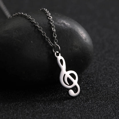 Treble Clef Music Note Necklace – Silver Pendant Chain for Men and Women