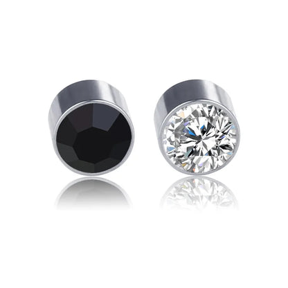 Magnetic Zircon Stud Earrings – Elegant Men's Accessory | Accessorio Uomo Elegante