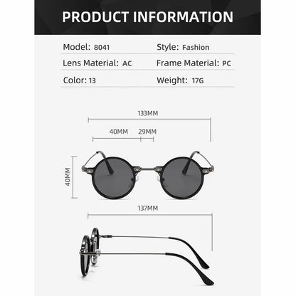 Round Metal Sunglasses – Retro Steampunk Design – Elegant Men's Accessory | Accessorio Uomo Elegante