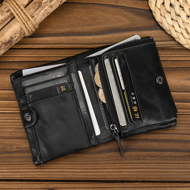 Genuine Leather Short Wallet Men Soft Card Holder – Elegant Men's Accessory | Accessorio Uomo Elegante