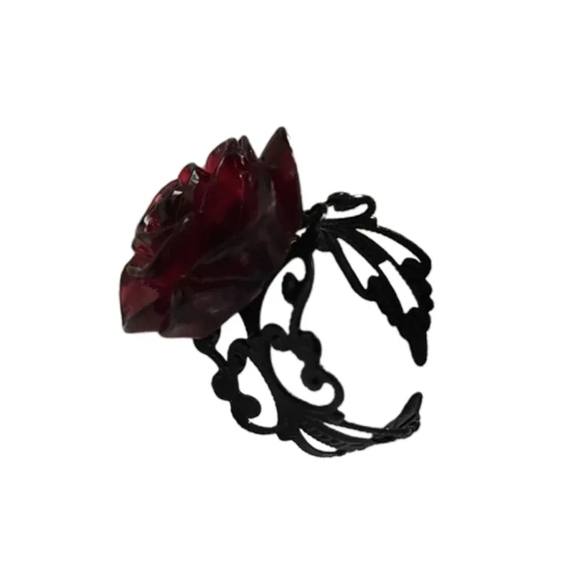 DRAVEN — Punk Gothic Red Rose Ring