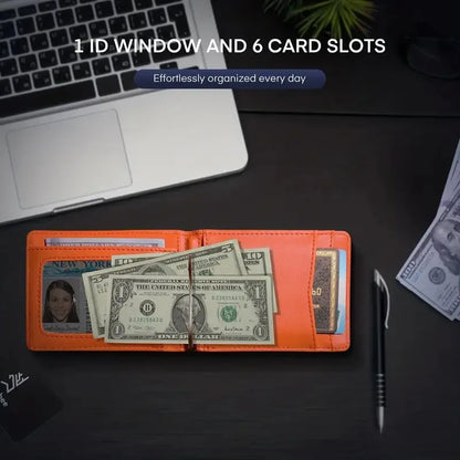 Slim Leather Money Clip Wallet Men RFID Bifold Design – Elegant Men's Accessory | Accessorio Uomo Elegante