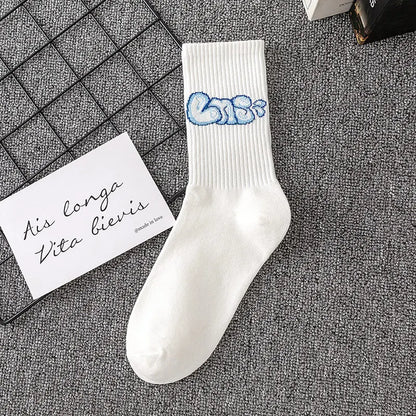 9 Pairs Letter Print Socks – Unisex Mid Tube Set