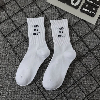 Unisex Letter Street Socks – White College Style