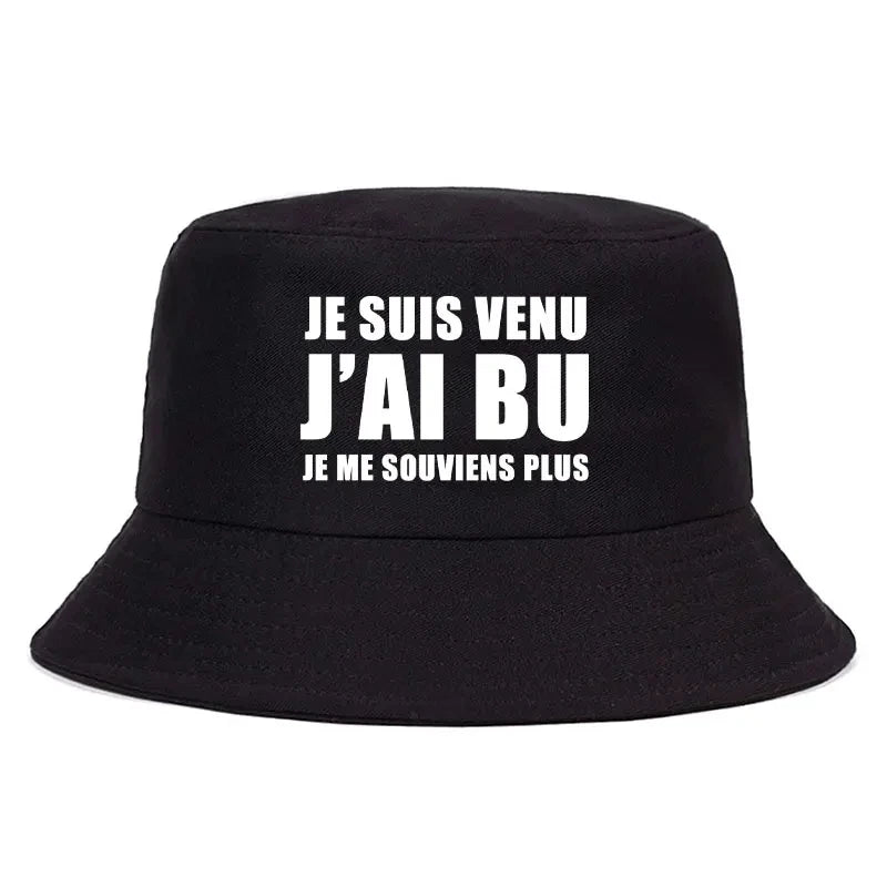 DRAVEN — Reversible “Je Suis Venu J’ai Bu” Bucket Hat – Trendy Summer Style