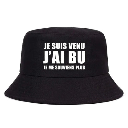 Reversible “Je Suis Venu J’ai Bu” Bucket Hat – Trendy Summer Style