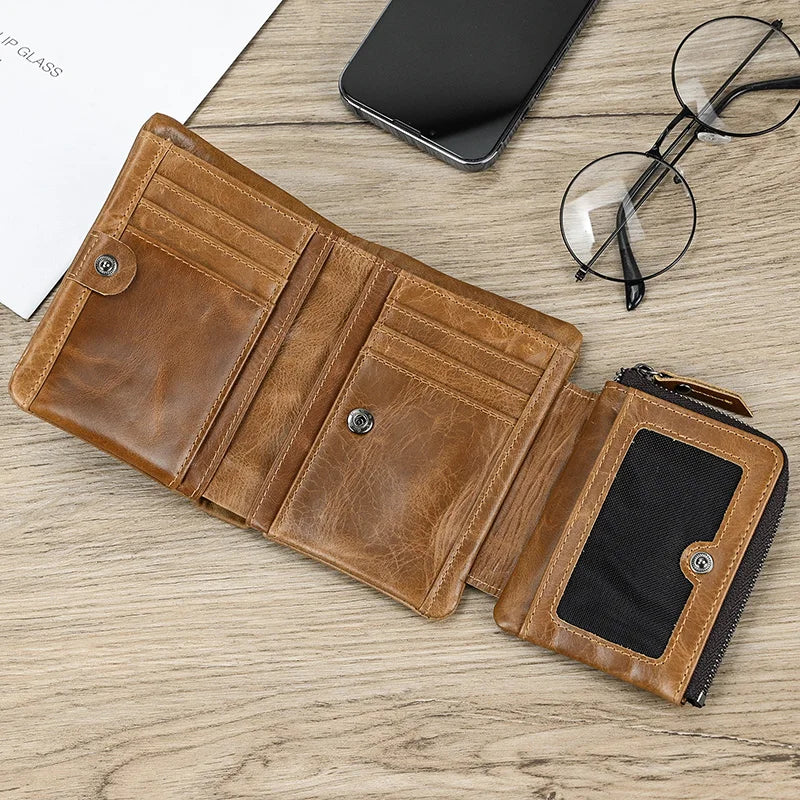 DRAVEN — Genuine Leather Short Wallet Men Soft Card Holder