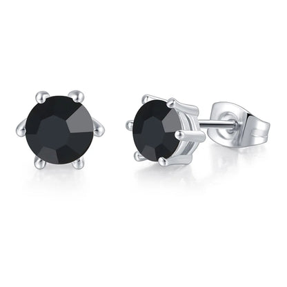 Clear Zircon Six Claw Stud Earrings – Elegant Men's Accessory | Accessorio Uomo Elegante