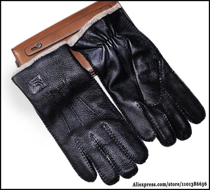 High-End Deerskin Leather Gloves – Unisex Luxury Winter Style