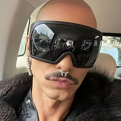 Futuristic Shield Sunglasses – Oversized Wrap Design – Elegant Men's Accessory | Accessorio Uomo Elegante