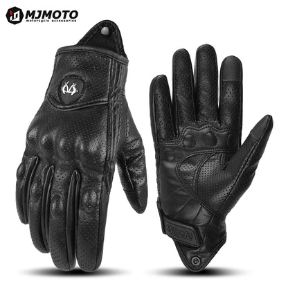 Retro Leather Motorcycle Gloves – Unisex Summer Biker Style