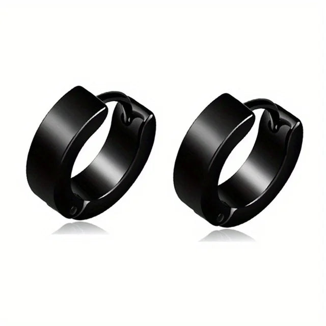Black Stainless Steel Earring Set – Elegant Men's Accessory | Accessorio Uomo Elegante