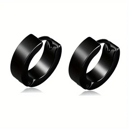 Black Stainless Steel Earring Set – Elegant Men's Accessory | Accessorio Uomo Elegante