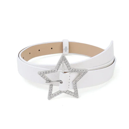 Y2K Star Buckle Belt Pink Rhinestone Elastic Design – Elegant Men's Accessory | Accessorio Uomo Elegante