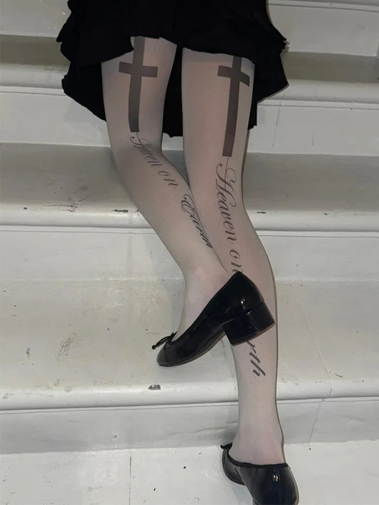 DRAVEN — Letter Print Long Socks – Y2K Harajuku Punk Style