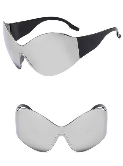 Rimless Wrap Sunglasses – Futuristic Shield Style – Elegant Men's Accessory | Accessorio Uomo Elegante