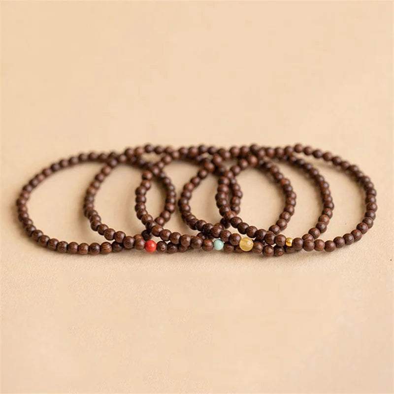 Natural Sandalwood Beaded Bracelet – Elegant Men's Accessory | Accessorio Uomo Elegante