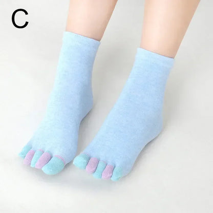 Women's Five Toe Socks – Soft Cotton Colorful Mid Tube