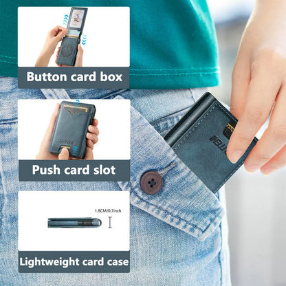 Automatic Card Ejector Wallet Men Faux Leather Slim Case – Elegant Men's Accessory | Accessorio Uomo Elegante