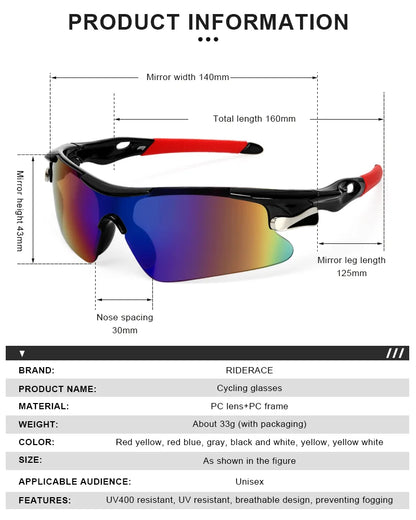 RIDERACE Sport Sunglasses – Road & MTB Performance – Elegant Men's Accessory | Accessorio Uomo Elegante