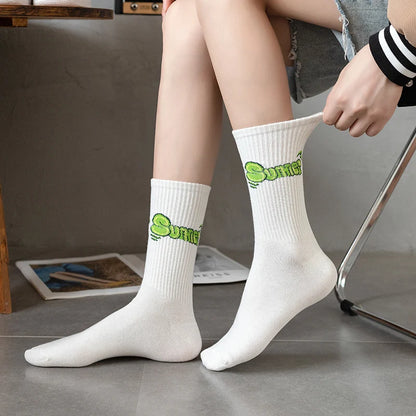 9 Pairs Letter Print Socks – Unisex Mid Tube Set