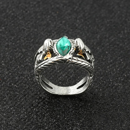 Lord of Barahir Green Crystal Ring – Elegant Men's Accessory | Accessorio Uomo Elegante