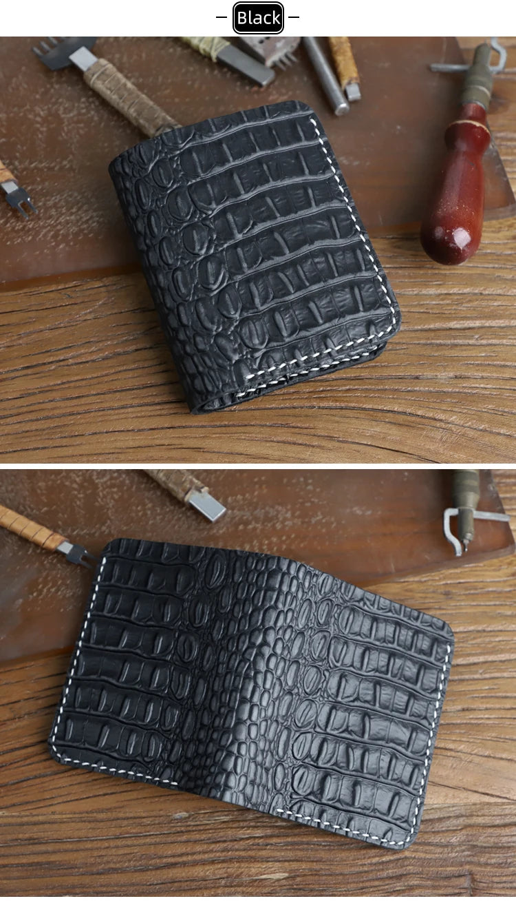 DRAVEN — Handmade Genuine Leather Bifold Wallet Unisex Short Card Holder