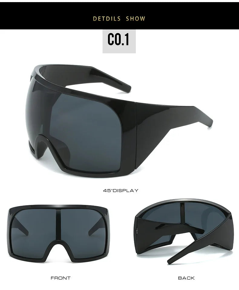 DRAVEN — Futuristic Shield Sunglasses – Oversized Wrap Design