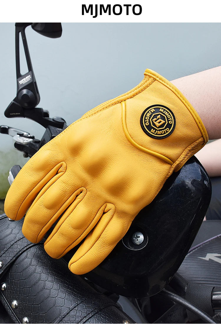 DRAVEN — Retro Leather Motorcycle Gloves – Unisex Summer Biker Style